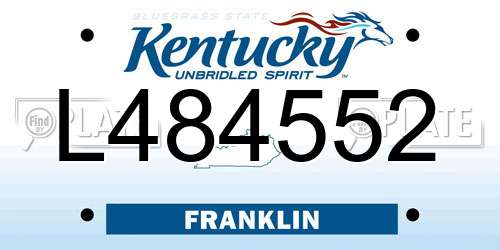 L484552 Kentucky License Plate