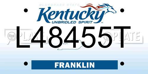 L48455T Kentucky License Plate