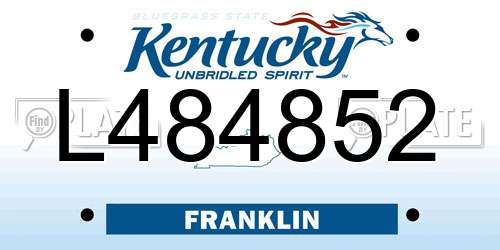 L484852 Kentucky License Plate