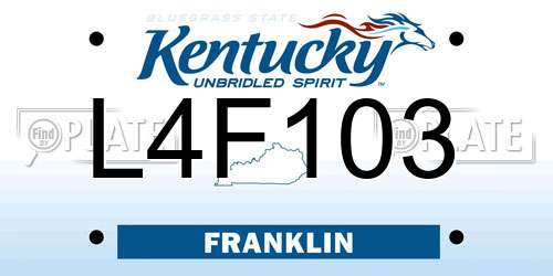 L4F103 Kentucky License Plate