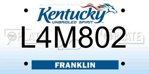 L4M802 Kentucky License Plate