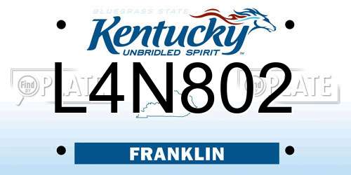 L4N802 Kentucky License Plate