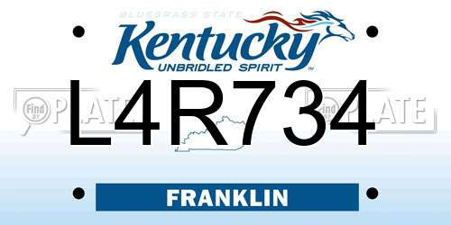 L4R734 Kentucky License Plate