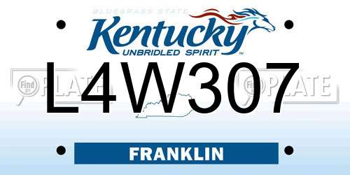 L4W307 Kentucky License Plate