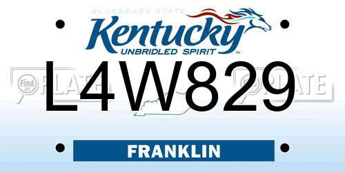 L4W829 Kentucky License Plate