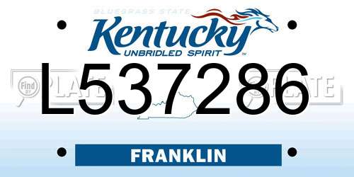 L537286 Kentucky License Plate