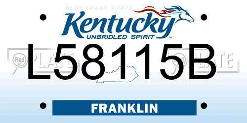 L58115B Kentucky License Plate