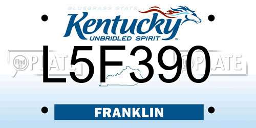 L5F390 Kentucky License Plate