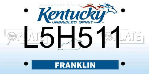 L5H511 Kentucky License Plate