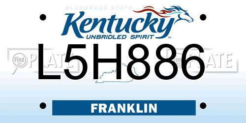 L5H886 Kentucky License Plate