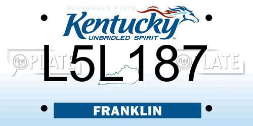 L5L187 Kentucky License Plate