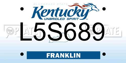 L5S689 Kentucky License Plate