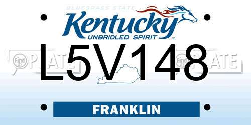 L5V148 Kentucky License Plate