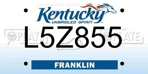 L5Z855 Kentucky License Plate