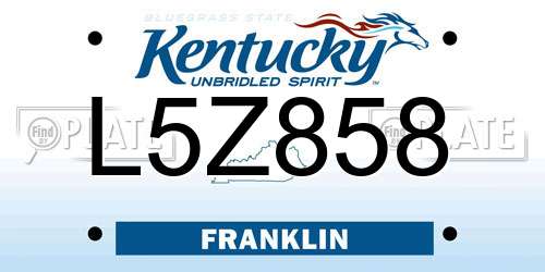 L5Z858 Kentucky License Plate