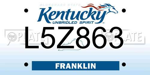 L5Z863 Kentucky License Plate