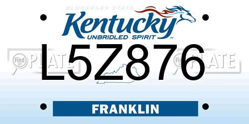 L5Z876 Kentucky License Plate