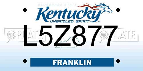 L5Z877 Kentucky License Plate