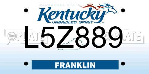 L5Z889 Kentucky License Plate