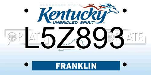 L5Z893 Kentucky License Plate