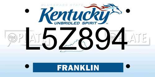 L5Z894 Kentucky License Plate