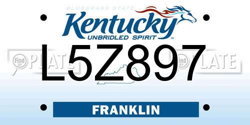 L5Z897 Kentucky License Plate