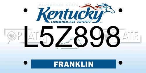 L5Z898 Kentucky License Plate
