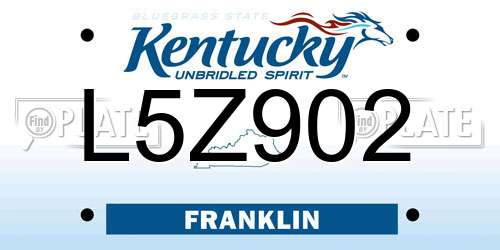 L5Z902 Kentucky License Plate
