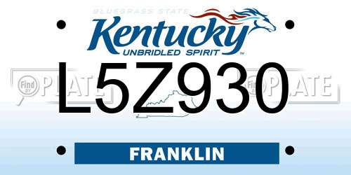 L5Z930 Kentucky License Plate