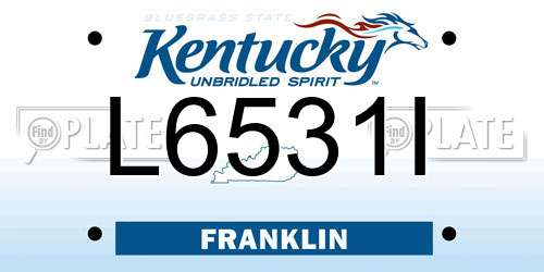 L6531I Kentucky License Plate