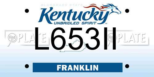 L653II Kentucky License Plate