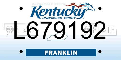 L679192 Kentucky License Plate