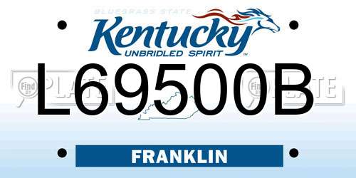 L69500B Kentucky License Plate