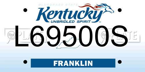 L69500S Kentucky License Plate