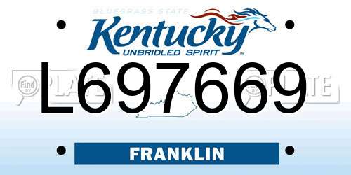 L697669 Kentucky License Plate
