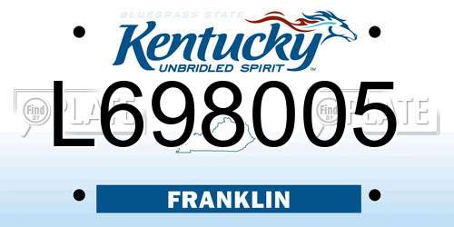 L698005 Kentucky License Plate