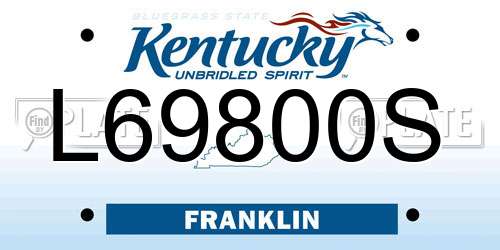 L69800S Kentucky License Plate