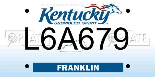 L6A679 Kentucky License Plate