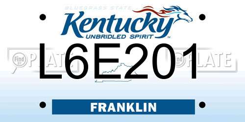 L6E201 Kentucky License Plate