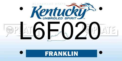 L6F020 Kentucky License Plate
