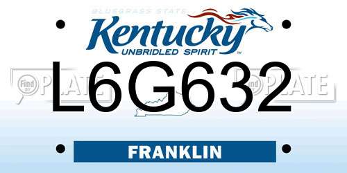 L6G632 Kentucky License Plate