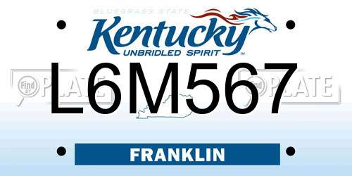 L6M567 Kentucky License Plate