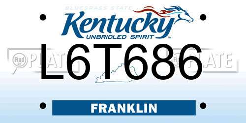 L6T686 Kentucky License Plate