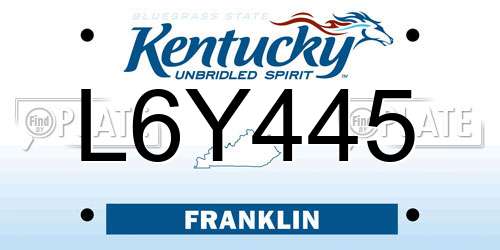 L6Y445 Kentucky License Plate
