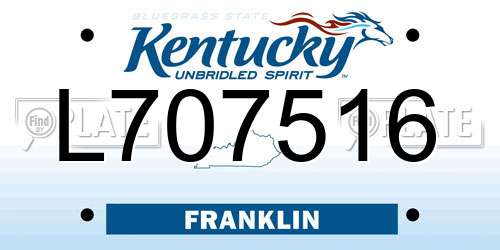 L707516 Kentucky License Plate