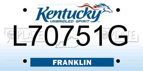 L70751G Kentucky License Plate