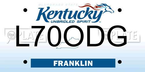L70ODG Kentucky License Plate
