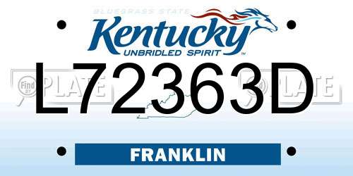 L72363D Kentucky License Plate