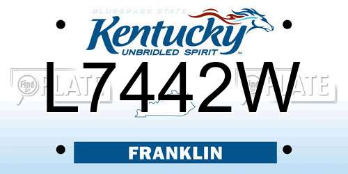 L7442W Kentucky License Plate