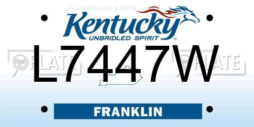 L7447W Kentucky License Plate
